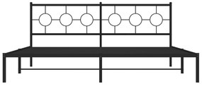 vidaXL Πλαίσιο Κρεβατιού με Κεφαλάρι Μαύρο 193 x 203 εκ. Μεταλλικό