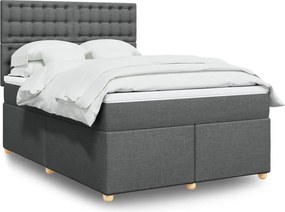vidaXL Κρεβάτι Boxspring με Στρώμα Σκούρο Γκρι 140x200 εκ Υφασμάτινο