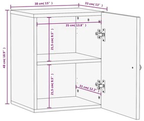 Ντουλάπι Μπάνιου Επιτοίχιο Μαύρο 38x33x48 εκ. Μασίφ Ξύλο Μάνγκο - Μαύρο
