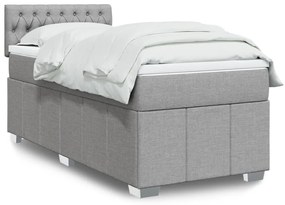 vidaXL Κρεβάτι Boxspring με Στρώμα Ανοιχτό Γκρι 100x200 εκ. Υφασμάτινο