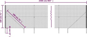 vidaXL Συρματόπλεγμα Περίφραξης Πράσινο 1,8 x 25 μ. με Καρφωτές Βάσεις