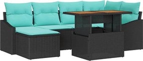 vidaXL Σετ Καναπέ Κήπου 7 pcs Μαύρο και Τυρκουάζ