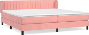 vidaXL Κρεβάτι Boxspring με Στρώμα Ροζ 200x200 εκ. Βελούδινο