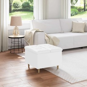 vidaXL Οθωμανικό αποθήκευσης Λευκός 60 x 60 x 45 cm Τεχνητό δέρμα