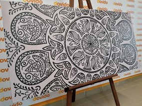 Εικόνα Mandala με αφηρημένο φυσικό μοτίβο σε μαύρο & άσπρο - 120x60