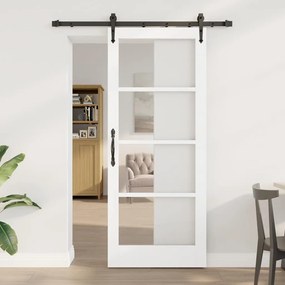 vidaXL Συρόμενη Πόρτα Χειροκίνητος Λευκό 83 x 202 εκ. Ξύλο και μέταλλο