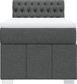 vidaXL Κρεβάτι Boxspring με Στρώμα Σκούρο Γκρι 100x200 εκ. Υφασμάτινο