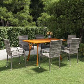 vidaXL Σετ Τραπεζαρίας Κήπου 7 Τεμαχίων Γκρι