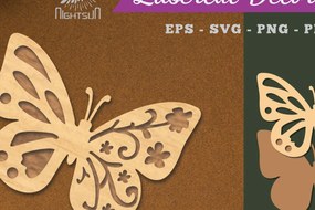 Σετ των 2 Intra απο ξύλο plywood 3mm-4mm πάχος Διακόσμηση κοπής με λέιζερ πεταλούδας 5 Δίασταση 15x15 cm INTRAFABR-112908892