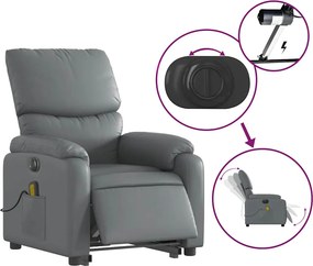 vidaXL Πολυθρόνα Μασάζ Ηλεκ Ανακλινόμενη με Ανύψωση Συνθετικό Δέρμα