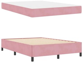 vidaXL Σκελετός Κρεβατιού Άλλο Ρόζ και Λευκό 140 x 200 cm Βελούδο