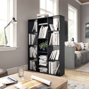 vidaXL Διαχωριστικό/Βιβλιοθήκη Μαύρο 100x24x140 εκ. από Επεξ. Ξύλο