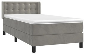 vidaXL Κρεβάτι Boxspring με Στρώμα Ανοιχτό Γκρι 80x200 εκ. Βελούδινο