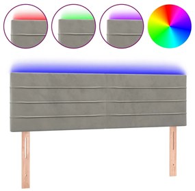 Κεφαλάρι Κρεβατιού LED Ανοιχτό Γκρι 144x5x78/88 εκ. Βελούδινο 3121800
