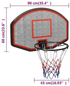 vidaXL Ταμπλό Μπασκέτας Μαύρο 90x60x2 εκ. από Πολυαιθυλένιο