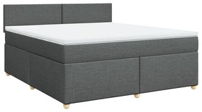 Κρεβάτι Boxspring με Στρώμα Σκούρο Γκρι 180x200 εκ Υφασμάτιν - Γκρι