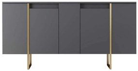 Μπουφές Luxe 618BLY1178 160x35x80cm Anthracite-Gold Melamine, Metal