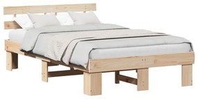 vidaXL Σκελετός Κρεβατιού Καφέ 120 x 190 cm Μασίφ ξύλο πεύκου