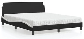 vidaXL Κρεβάτι με Στρώμα Μαύρο/Λευκό 160x200 εκ. από Συνθετικό Δέρμα