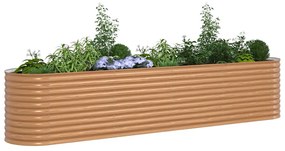 vidaXL Υψωμένο Κρεβάτι Κήπου Καφέ με Ξύλινο Εφέ 400 x 80 x 81 cm Χάλυβας