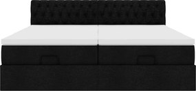 vidaXL Οθωμανικό κρεβάτι με στρώματα Μαύρο 160x200cm Ύφασμα