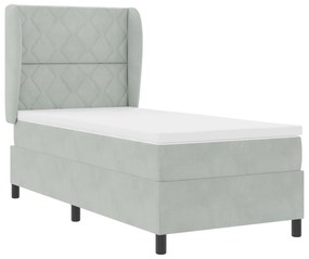 vidaXL Κρεβάτι με Στρώμα  Light Grey 90x200 cm Βελούδο