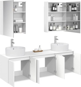 vidaXL Σετ Ντουλαπιών Μπάνιου 5 pcs Λευκό Επεξεργασμένο Ξύλο