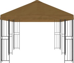 vidaXL Κιόσκι με Πλαϊνές Τοίχους 6 x 3 m Taupe Πολυεστέρας και Χάλυβας