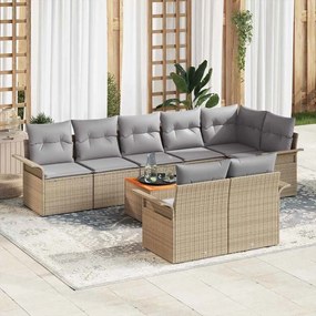 vidaXL Σετ Καναπέ Κήπου 9 pcs Μπεζ Πολυ ράταν
