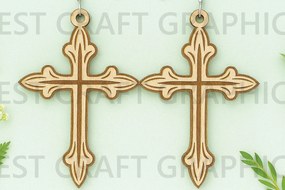 Σετ των 3 Intra απο ξύλο plywood 3mm-4mm πάχος Σκουλαρίκια Celtic Cross – Christian Δίασταση 3x3 cm INTRAFABR-124681782