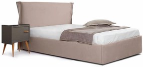 Επενδυμένο Κρεβάτι Paris-Mocca-110 x 200-Ξύλα Ελάτου