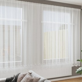 vidaXL Κουρτίνες με κουρτίνες Floral Λευκό 400 x 240 εκ. Πολυεστέρας