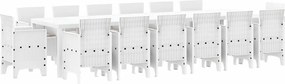 vidaXL Σέτ φαγητού για κήπο 15 pcs Λευκό Rattan Polt