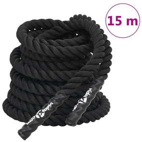 vidaXL Σχοινί Εκγύμνασης Μαύρο 15 μ. 11 κιλά από Πολυεστέρα