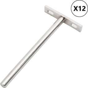 vidaXL Πλωτά στηρίγματα ραφιών 12 τεμ. Ø10x150 χιλ. Ανθρακοχάλυβας