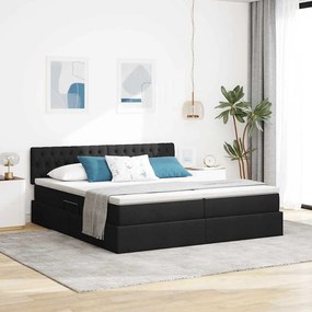 vidaXL Κρεβάτι Αποθήκης με στρώμα Μαύρο 180 x 200 cm Τεχνητό Δέρμα