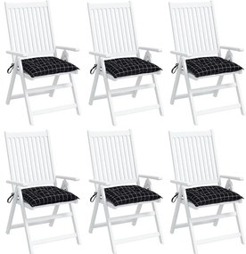 vidaXL Μαξιλάρια Καρέκλας 6 τεμ. Μαύρο Καρό 40 x 40 x 7 εκ. Υφασμάτινα