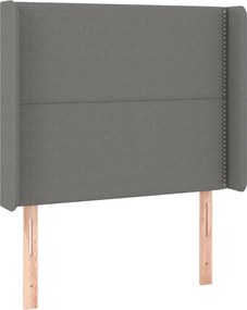vidaXL Κρεβάτι Boxspring με Στρώμα &amp; LED Σκ.Γκρι 90x200 εκ. Υφασμάτινο