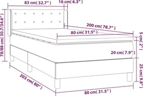vidaXL Κρεβάτι Boxspring με Στρώμα Μπλε 80x200 εκ. Υφασμάτινο