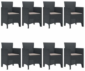 vidaXL Σέτ φαγητού για κήπο 9 pcs Ανθρακί Rattan Polt