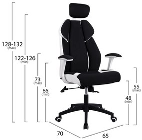 Καρέκλα Γραφείου Salena Σε Μαύρο-Λευκό Χρώμα 65x70x128-132
