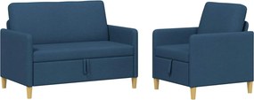 vidaXL Σαλονάκι Σετ Με Αποθηκευτικό Χώρο 2 pcs Μπλε Πολυεστέρας