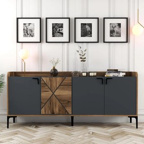 Μπουφές C9433.04 Μελαμίνη Καρυδί και Ανθρακί 180x35x78.6Υεκ. 180x35x78.6 εκ.