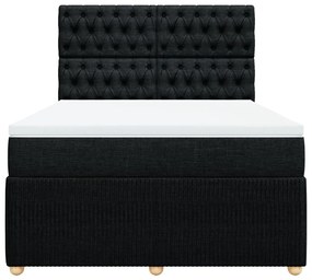 vidaXL Κρεβάτι Boxspring με Στρώμα Μαύρο 140x190 εκ. Υφασμάτινο