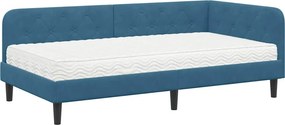 vidaXL Κρεβάτι Γωνίας Μπλε 90 x 200 cm Βελούδο
