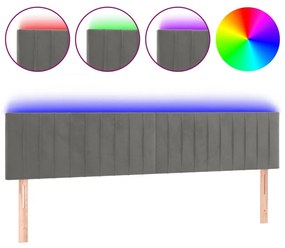 Κεφαλάρι Κρεβατιού LED Ανοιχτό Γκρι 180x5x78/88 εκ. Βελούδινο 3121910