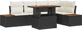 vidaXL Σετ Καναπέ Κήπου με αποθήκευση 6 pcs Μαύρο Πολυ ράταν