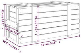 Κουτί Αποθήκευσης 91x40,5x42 εκ. από Μασίφ Ξύλο Πεύκου - Καφέ