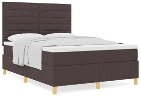 vidaXL Κρεβάτι Βάσης με Στρώμα Σκούρο Καφέ 140x190 εκ. Ύφασμα