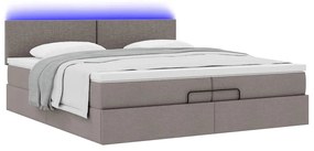 vidaXL Οθωμανικό κρεβάτι με στρώματα & LEDs Taupe 200x200cm ύφασμα